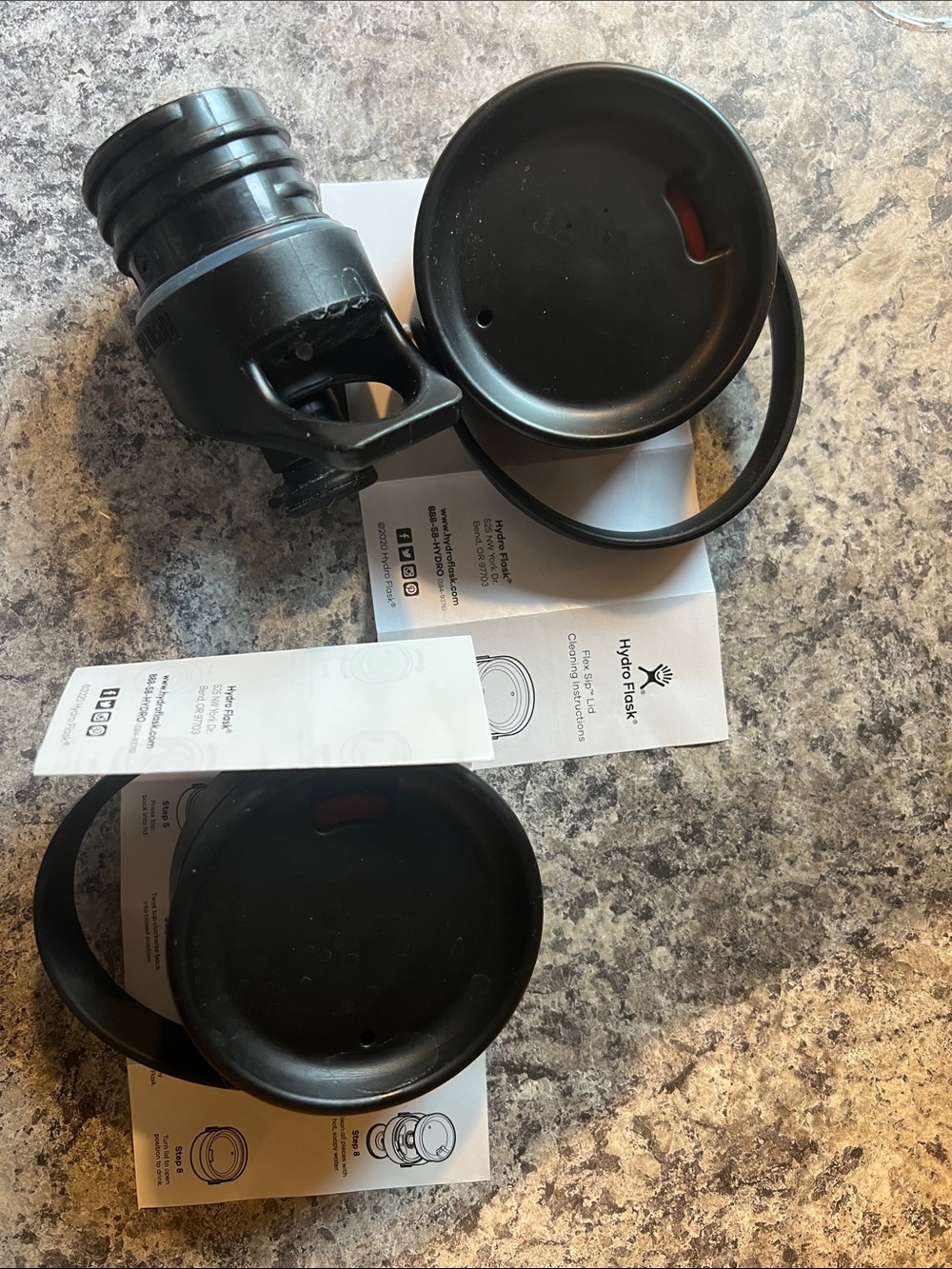 Hydro Flask Lot 2- sip wide mouth lids. 1-standard pop top water bottle lid.